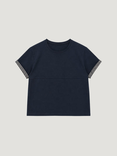 CHECK CUFF TEE