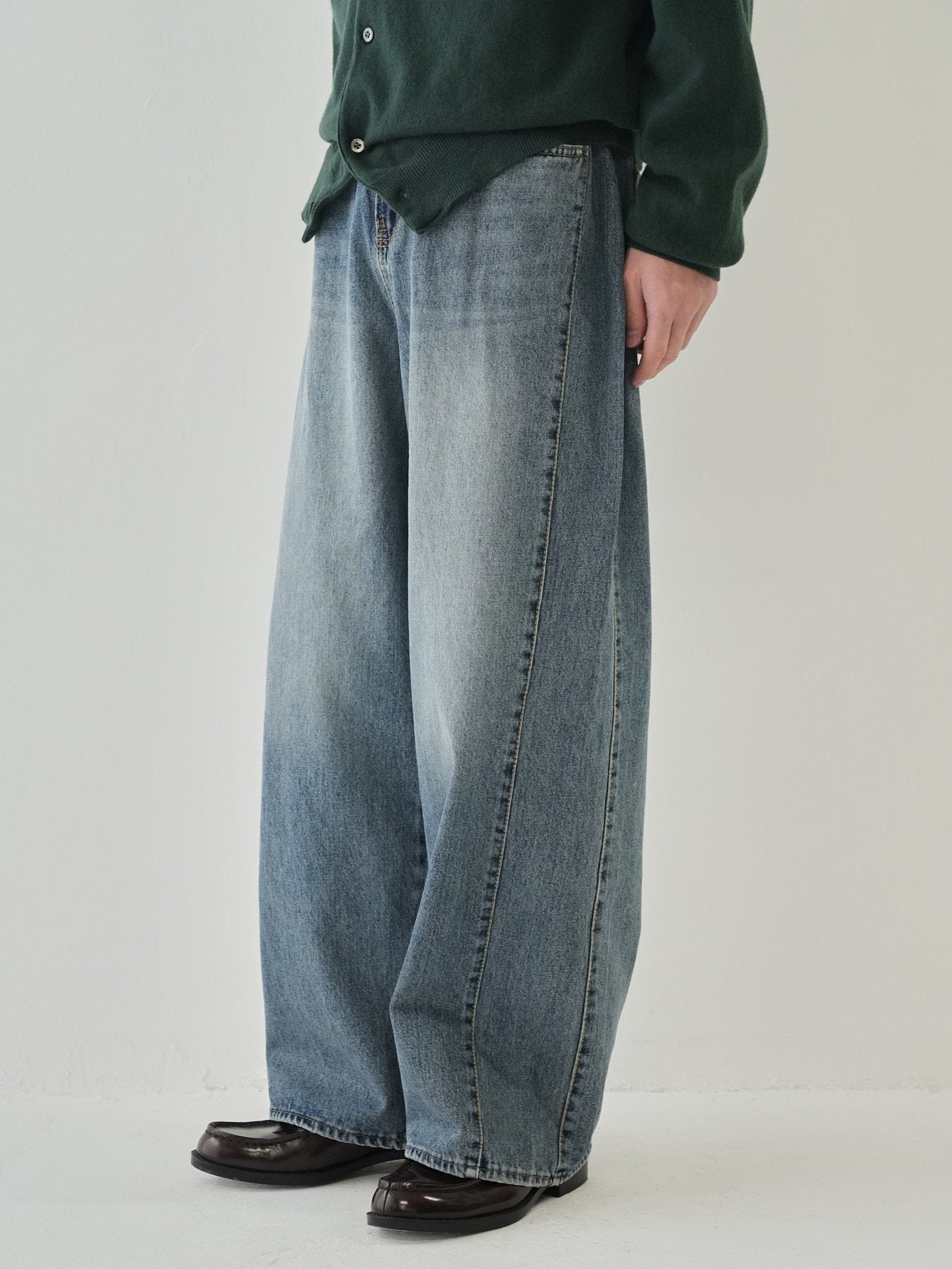 PLEATED DENIM WIDE PANTS – Bargiee