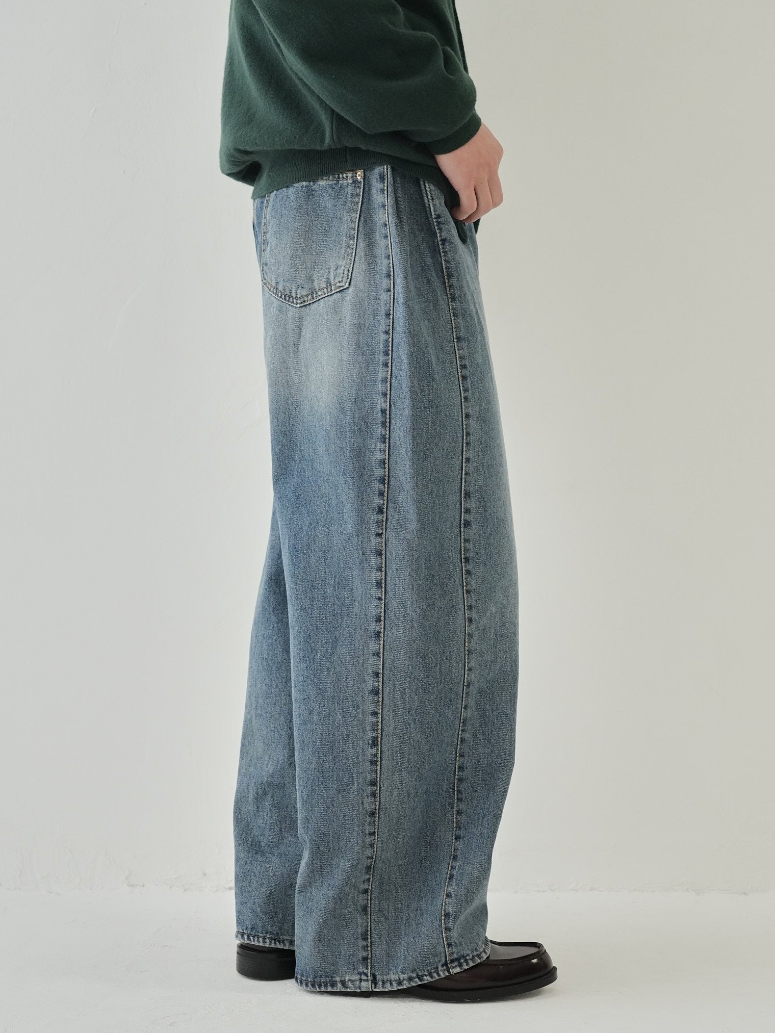 PLEATED DENIM WIDE PANTS – Bargiee